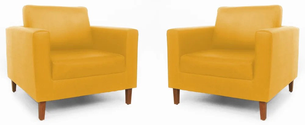 Conjunto 2 Poltrona Decorativa Gabriela Courino Amarelo