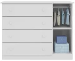 Cômoda Infantil 1 Porta 4 Gavetas Ellie Z39 Branco - Mpozenato