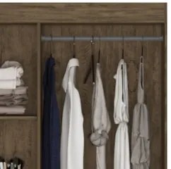 Guarda Roupa Solteiro 82cm 3 Portas Zeno Castanho Wood Z17 - Mpozena
