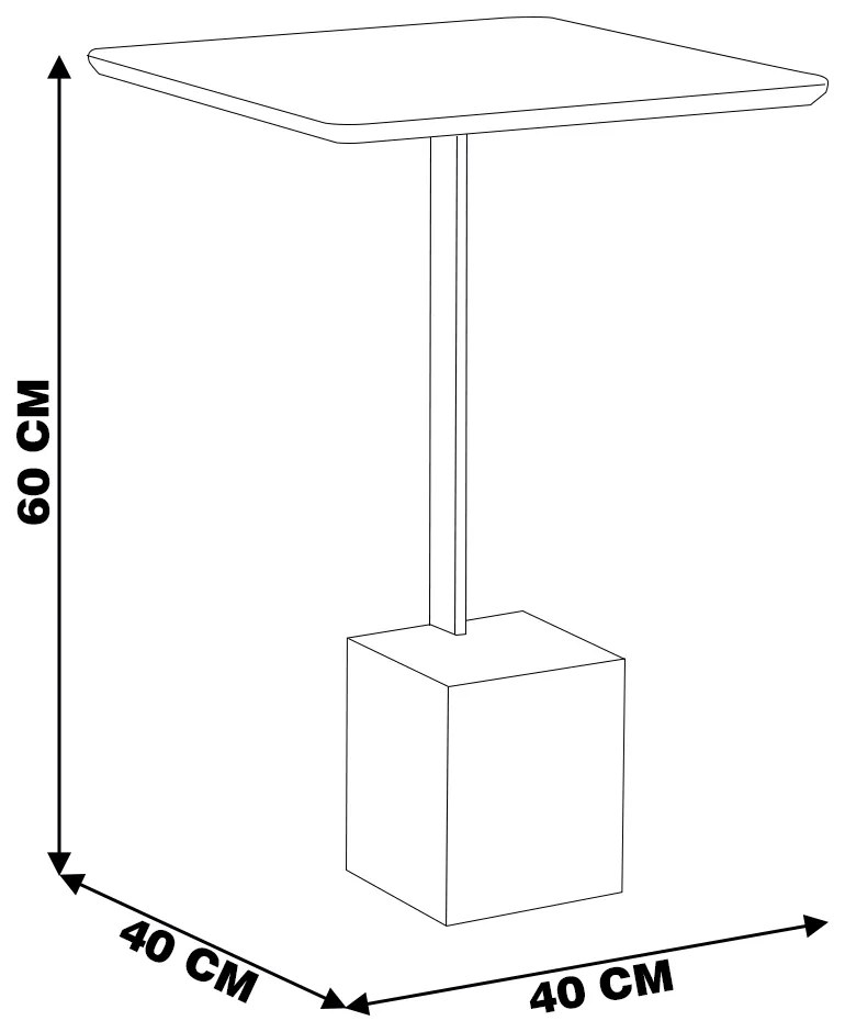 Mesa Lateral Decorativa Para Sala de Estar Goagil 40x40 Tampo Off White Base Amêndoa Metal Dourado G55 - Gran Belo