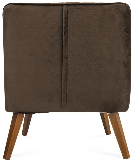 Poltrona Decorativa Dalia Pés de Madeira Suede Marrom - Sheep Estofados - Marrom
