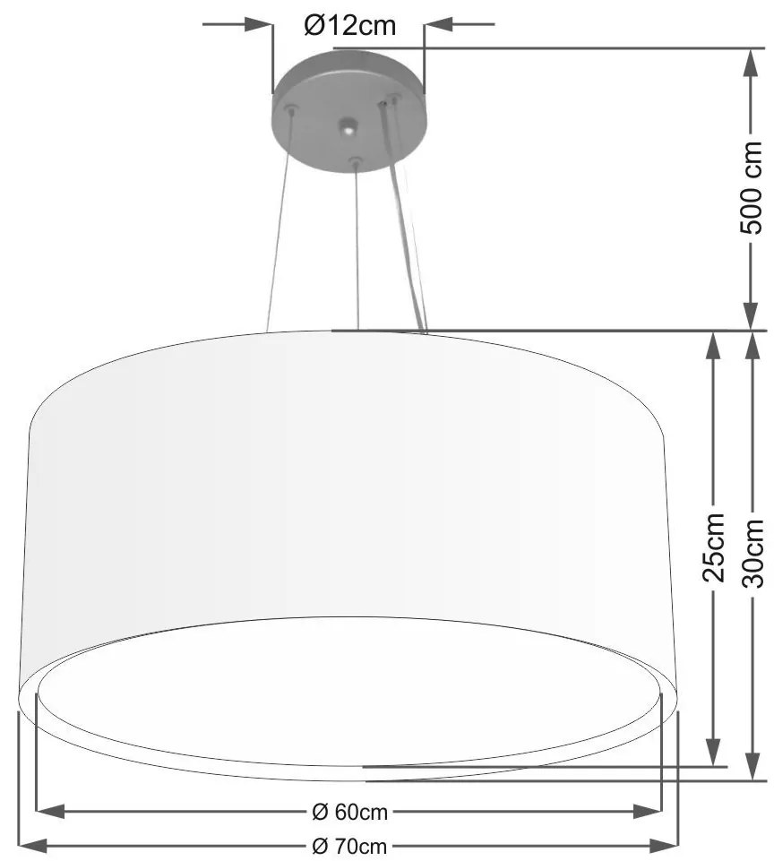 Lustre Pendente Cilíndrico Duplo Md-4303 Cúpula em Tecido 70x30cm Algodão Crú - Bivolt