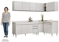 Armário de Cozinha Modulado de Canto 6 Peças CP32 Balcão com Tampo Bra