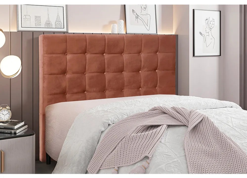 Cabeceira Cama Box Casal 140 cm Verona Veludo S04 - D'Rossi - Cobre