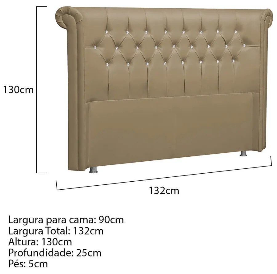 Cabeceira Solteiro Brescia P04 90 cm Suede - ADJ Decor