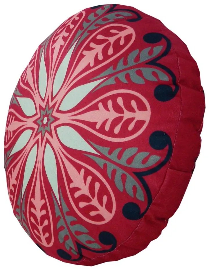 Almofada Redonda Ravi Cheia Indiana em Tons Cereja 40x40cm - ARI-0325
