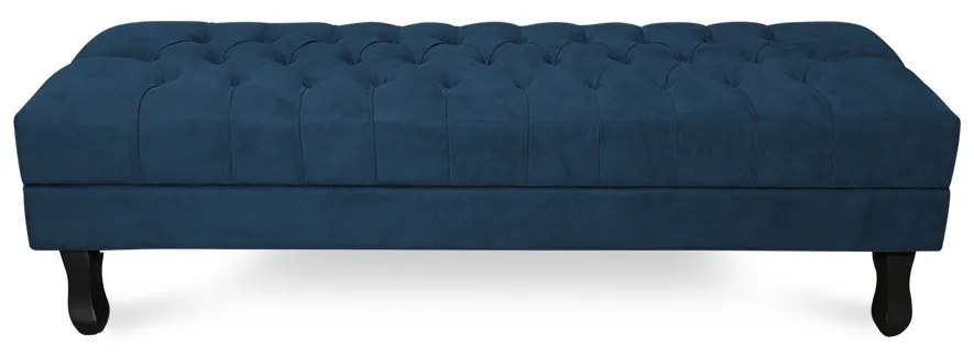 Puff Baú Decorativo Capitonê Luis XV 100x40cm Suede Azul - Sheep Estofados - Azul escuro