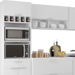 Armário de Cozinha Com Tampo CP06 310cm Pérola Branco Z34     - Mpozen