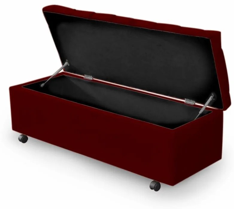 Calçadeira Baú de Casal 140 cm Potenza Veludo Vermelho - Vermelho