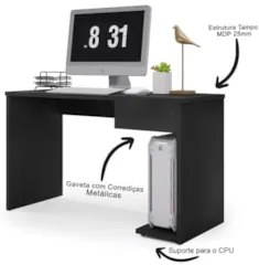 Mesa de Escritório Para Computador Noronha Z19 Preto - Mpozenato