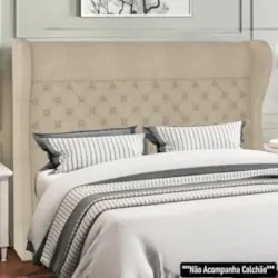 Cabeceira Cama Box Casal King 195cm Trinidad Z37 Boucle Bege - Mpozena