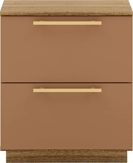 Mesa Cabeceira Quarto 50cm com 2 Gavetas Magna V01 - D'Rossi - Naturale e Camarim