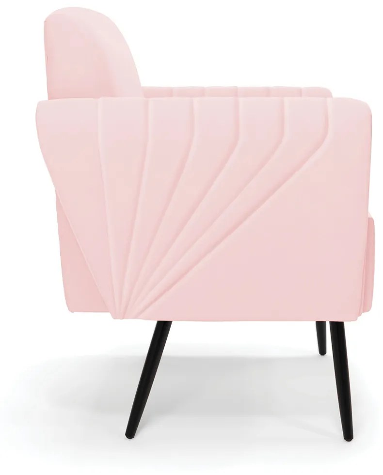 Sofá Namoradeira com 2 Poltronas Pés Palito de Ferro Bruna Suede - D'Rossi - Rosa Bebê