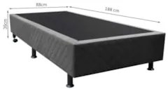 Base Box para Cama Solteiro 88x188cm Liz S05 Suede Bordado Cinza - Mpo