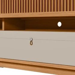 Rack com Painel Ripado para TV 75 Pol. 180cm Golden L06 Nature/Off Whi