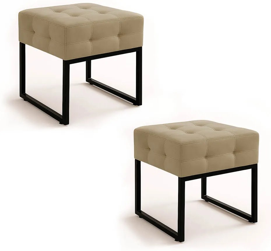 Puff Sala Decorativo Industrial Kit 2 Elisa Suede D03 - D'Rossi - Marrom Rato