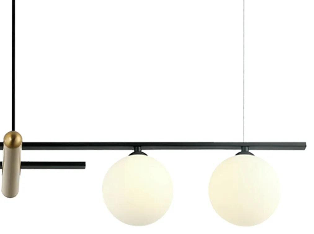 Pendente Bambu Metal Preto E Bronze Vidro Branco 23X98X16,5Cm 4Xg9 | B...