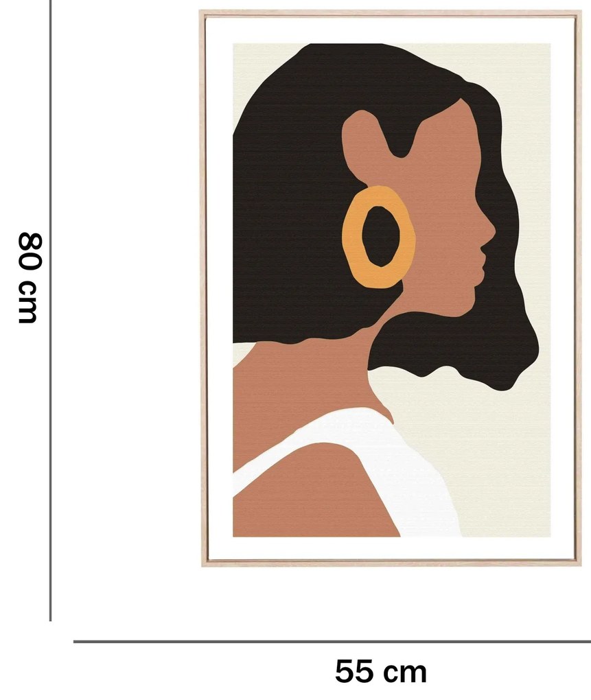 Quadro Decorativo Em Canvas Desenho Rosto Mulher 80x55 Cm - D'Rossi