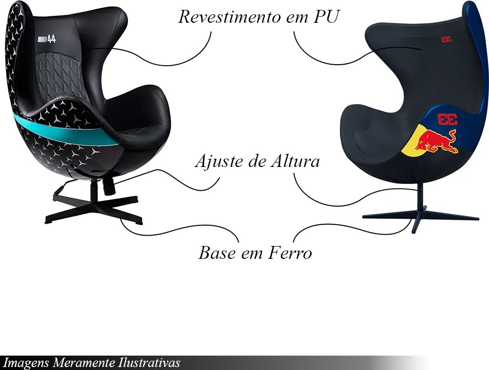 Conjunto Poltronas Decorativas Egg Chair RB Nº33/Hamilton Nº44 G53 - Gran Belo