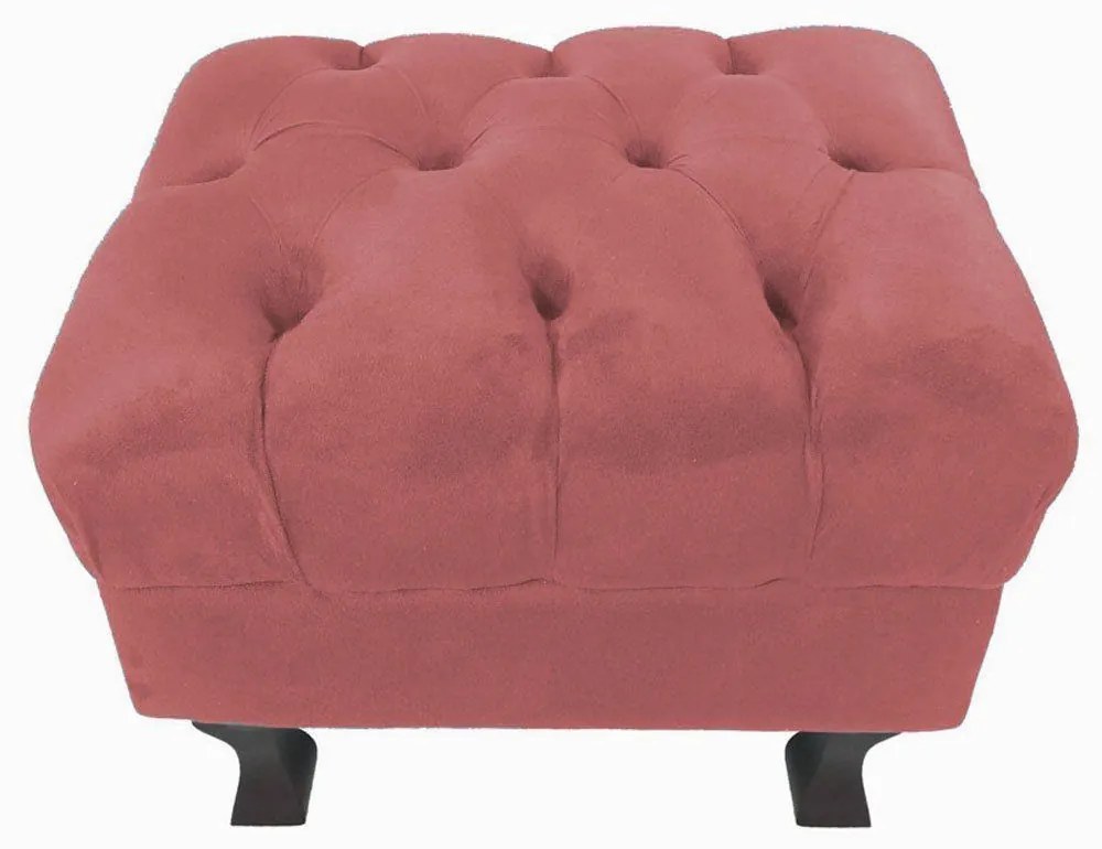 Puff Retrô Luis XV Capitonê Suede Rose - D'Rossi