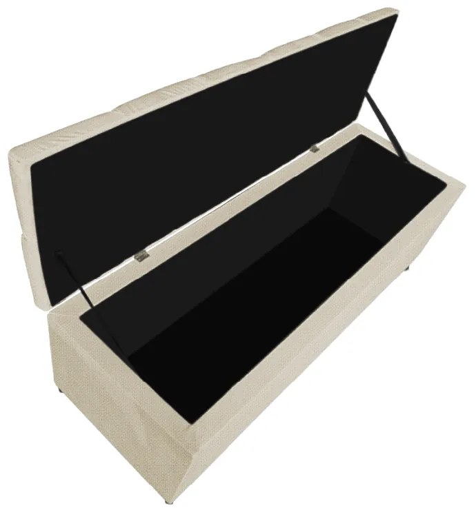 Calçadeira Estofada Liverpool 195 cm King Size Linho Bege - ADJ Decor