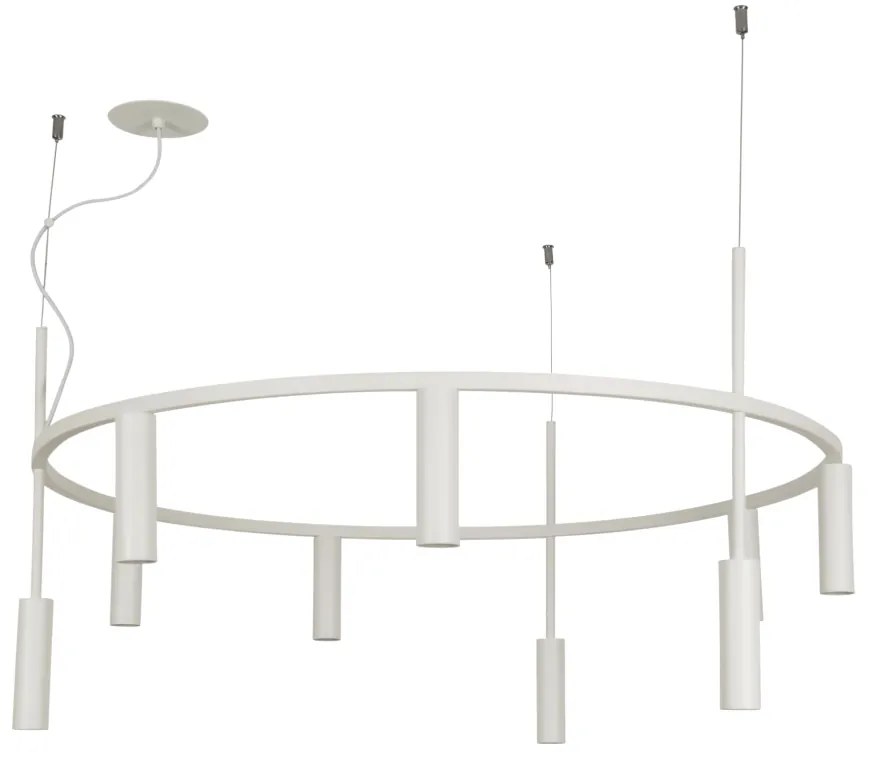Pendente Platinum Circular Ø80X44,5Cm 9Xmr11 - Usina 16931/80 (BT / DR-P - Branco Texturizado / Dourado Polido Brilho)