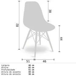 Kit 04 Cadeiras Eiffel Charles Eames F01 Preta Base de Madeira DSW - M