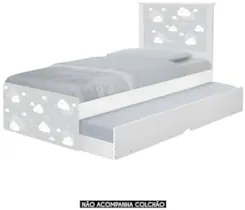 Cama Solteiro Infantil Com Auxiliar 188x88cm Nuvens K06 - Mpozenato