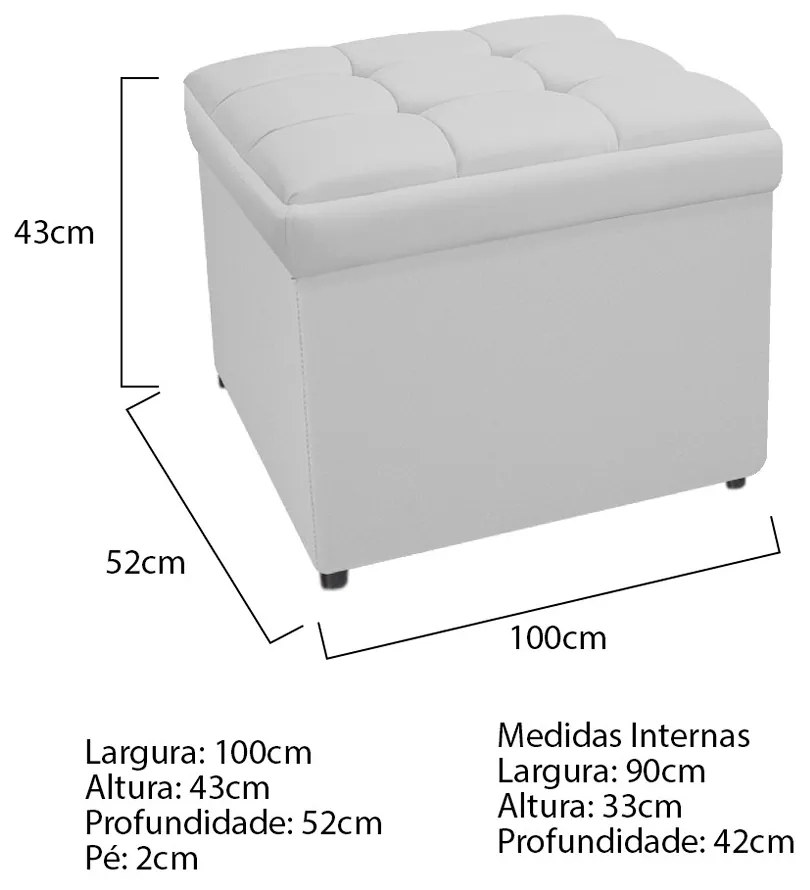Calçadeira Copenhague 100 cm Solteiro Suede Branco - ADJ Decor