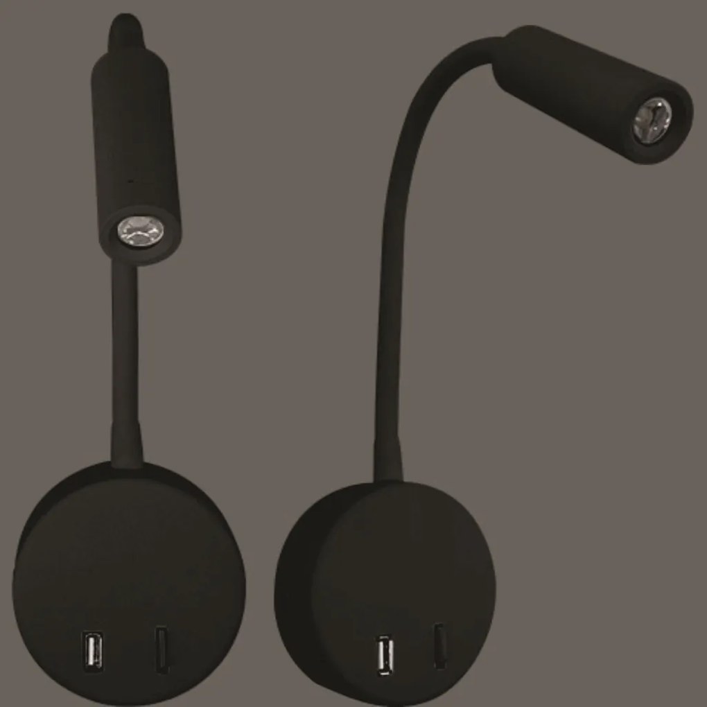 Arandela Mamba Ø9X25X3,6Cm Led 3W 3000K Ip20 Preto |Opus Hm 38834