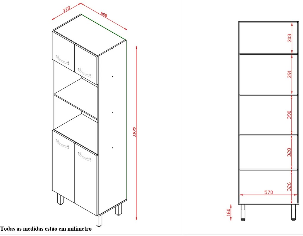 Cozinha Íris Completa com Balcão Rosa e Cooktop 5 Bocas MB1 300cm