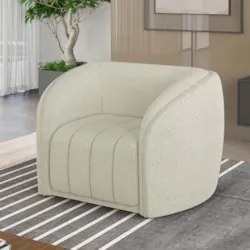 Kit 2 Poltronas Decorativa para Sala 112cm Meris Z32 Boucle Cru - Mpoz
