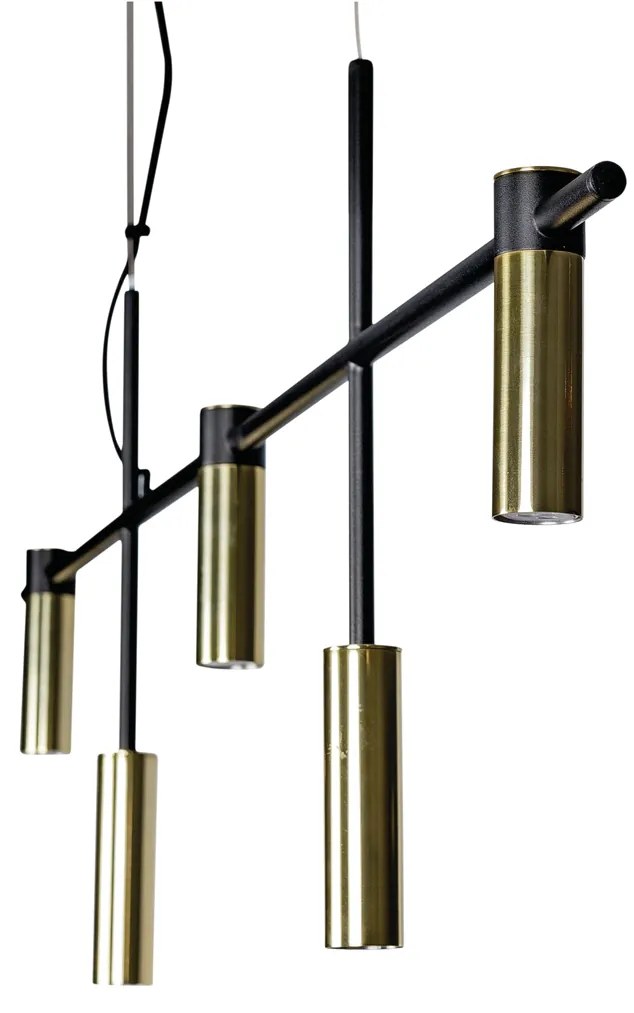 Pendente Barão 121X43Cm 5Xmr11 / Cabo Aço Chumbador + Cabo Rayon | Usi... (FN-F - Fendi Fosco)