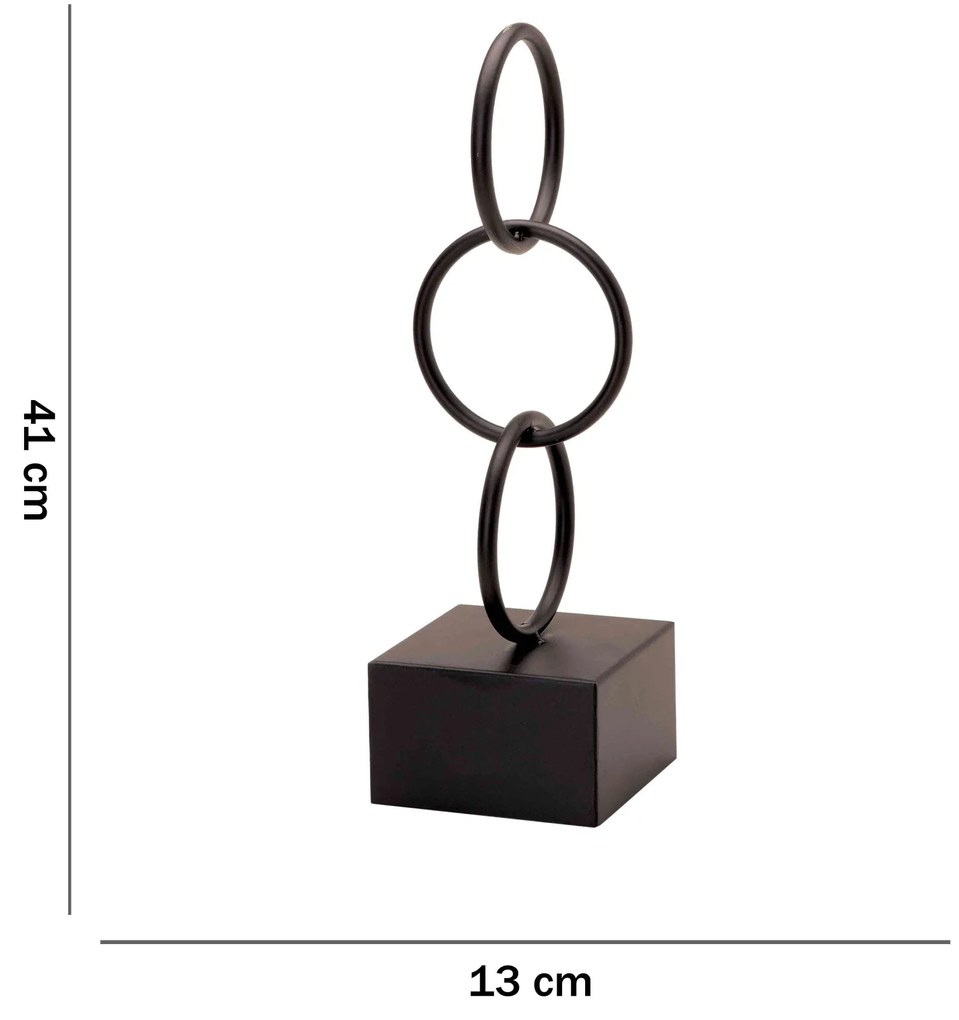Escultura Decorativa Em Metal Preto 41x13 Cm - D'Rossi