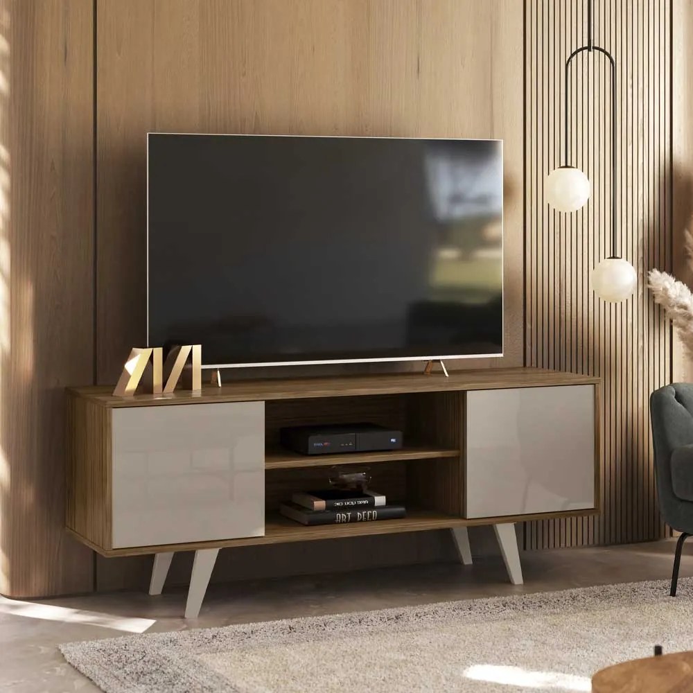 Rack Decorativo Barca 2 Portas Deslizantes até 50 Fendi/Naturale G97 - Gran Belo