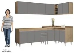 Armário de Cozinha Modulado de Canto 6 Peças CP31 Balcão sem Tampo Cas