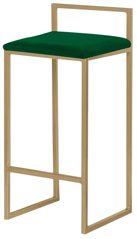 Banqueta Decorativa Jasmine Base Gold Suede Verde G41 - Gran Belo