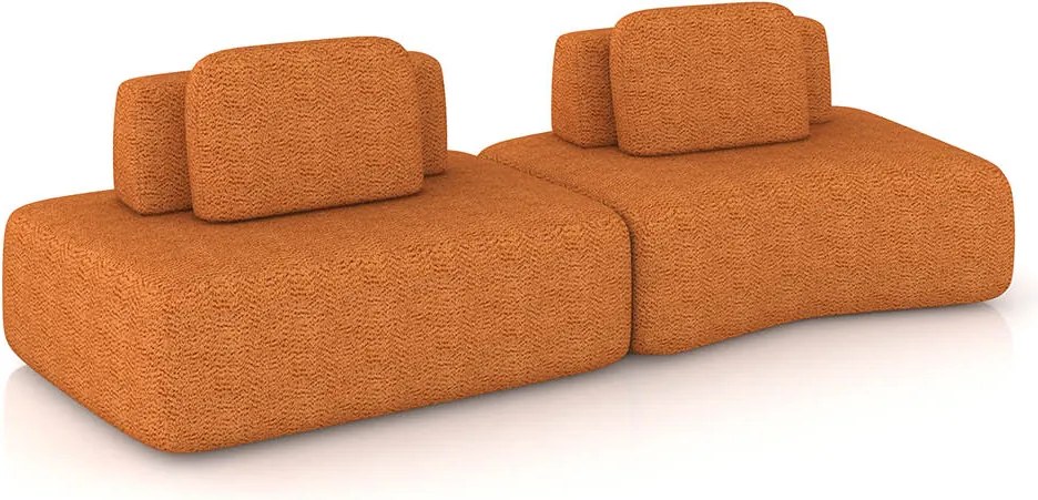 Sofá 2 Lugares Orgânico com Módulo Central e 1 Canto Berlim Bouclê Cr K01 - D'Rossi - Caramelo