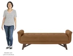 Puff Recamier Calçadeira 195cm Base Madeira Neville Z37 Sintético Cara