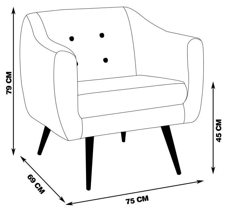 Poltrona Decorativa Cuddle Sala de Estar com Botonê e Pés Palito Veludo Rosa G17 - Gran Belo