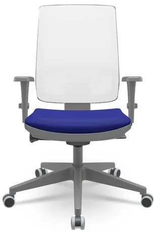 Cadeira Brizza Diretor Grafite Tela Branca Assento Aero Azul Base Autocompensador Piramidal - 66173 Sun House