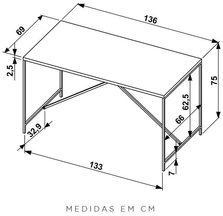 Mesa Para Sala De Jantar Industrial Retangular Vermont