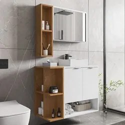 Gabinete de Banheiro com Cuba e Espelheira Lizzi B02 Branco/Naturalle