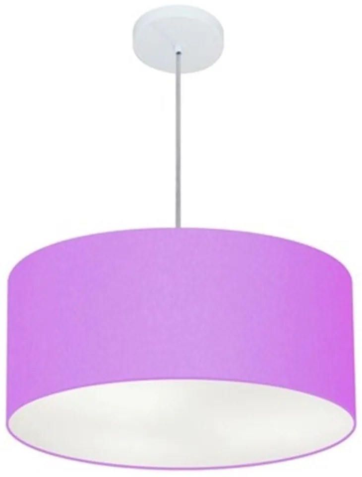 Lustre Pendente Cilíndrico Md-4100 Cúpula em Tecido 50x25cm Lilás - Bivolt