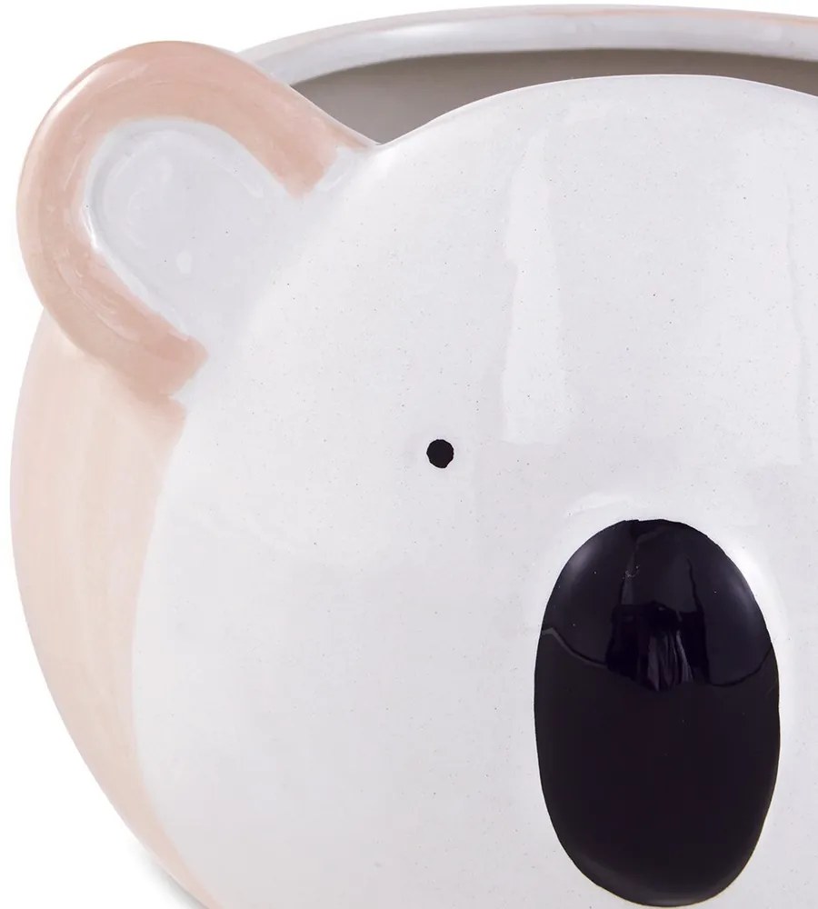 Cachepot "Coala" Em Ceramica Branco e Rose 11,5x16 cm M02 - D'Rossi