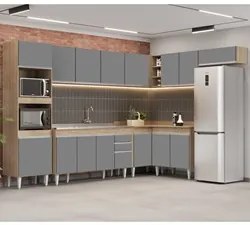 Armário de Cozinha Modulada de Canto 8 Peças CP09 Balcão com Pia Inox