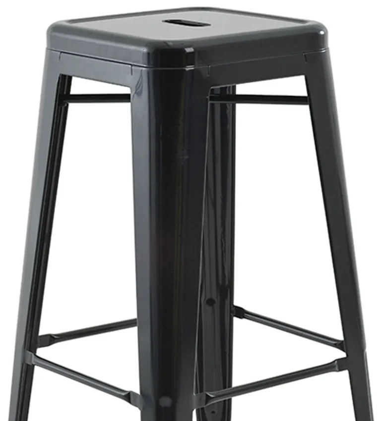 Banqueta de Cozinha Alta Industrial em Aço Kit4  Iron Preto R02 - D'Rossi