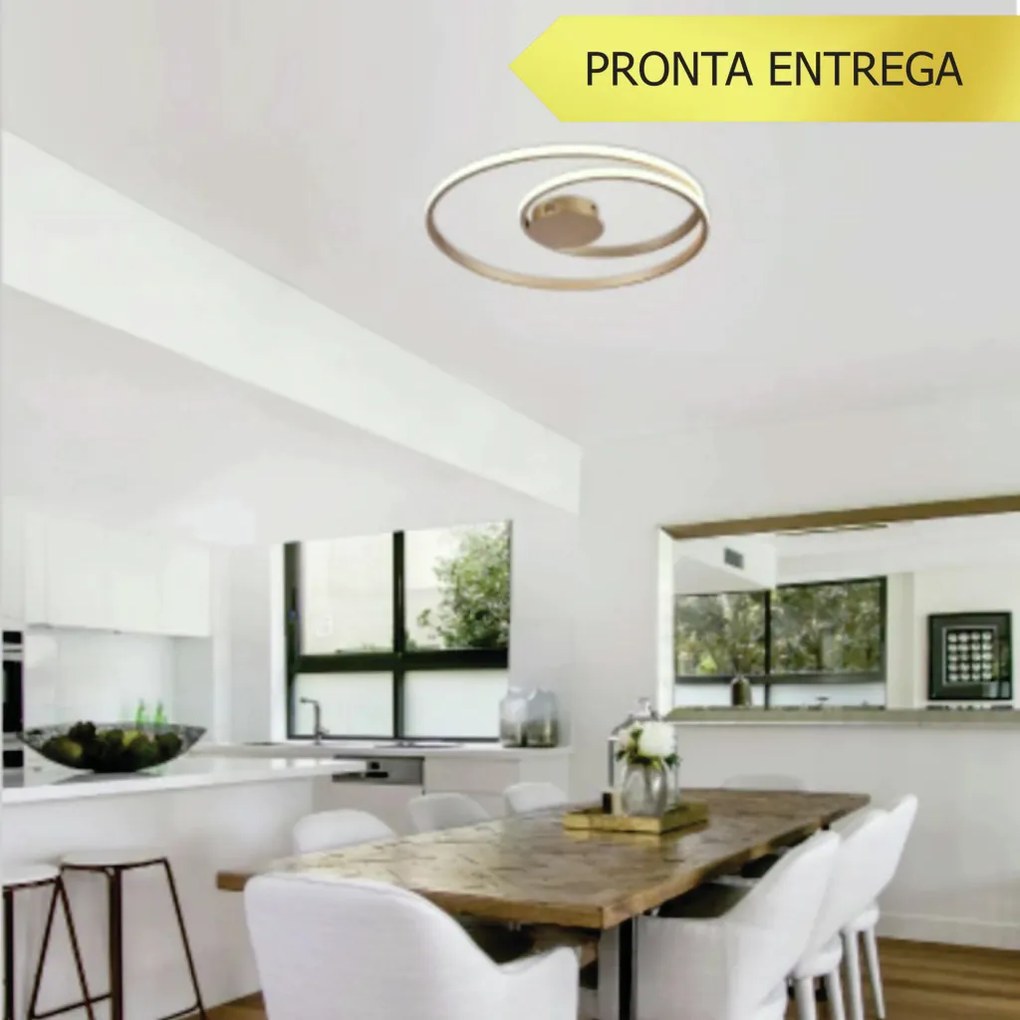 Plafon Roulette Redondo Entrelaçado Ø54Cm Led 45W 3000K Bivolt Cobre -... (CB-M = Cobre)