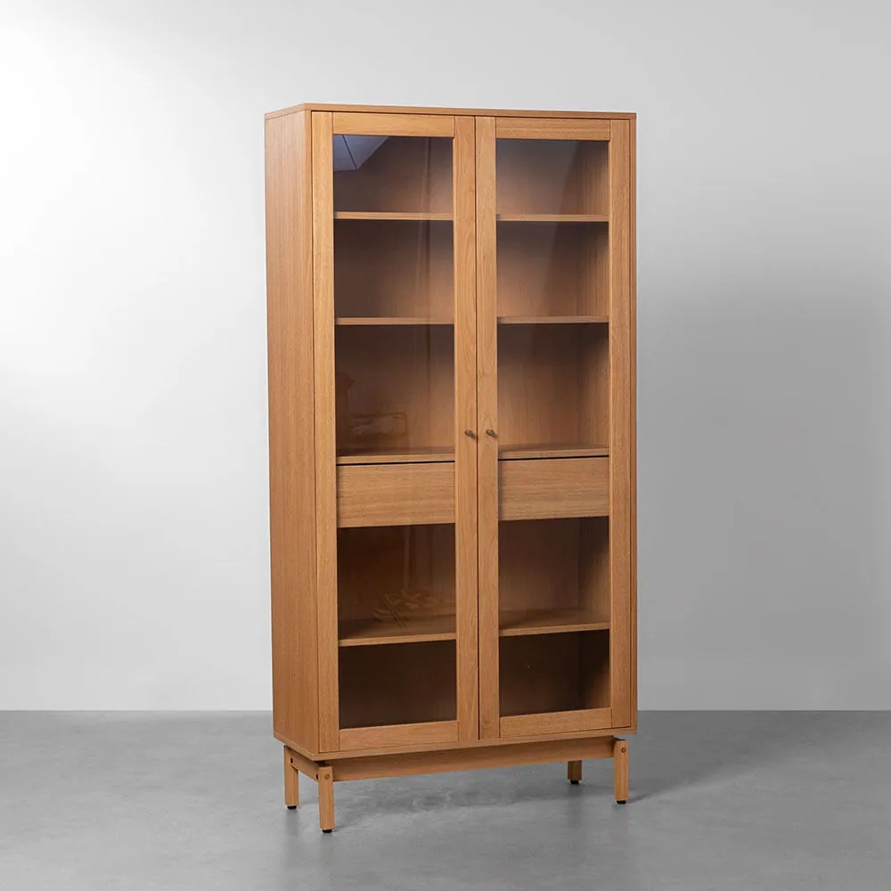 Cristaleira Átrio 2 Portas e 2 Gavetas Nature e Incolor - 85cm