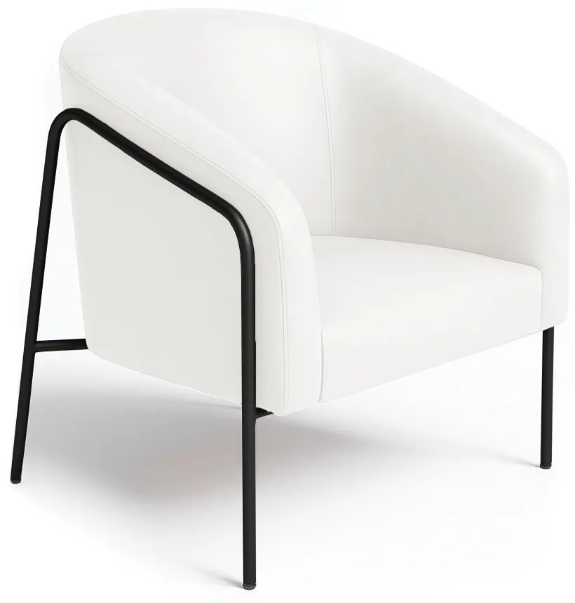 Poltrona Sala Industrial Alta Preto Stella Sintético PU D03 - D'Rossi - Branco